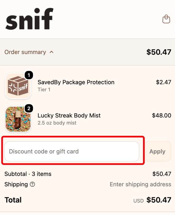 Where to enter Snif promo code How to use Snif promo code