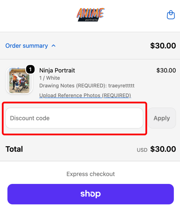 Where to enter Anime Portrait Shop promo code How to use Anime Portrait Shop promo code