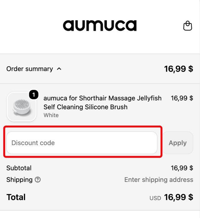 Where to enter Aumuca promo code How to use Aumuca promo code