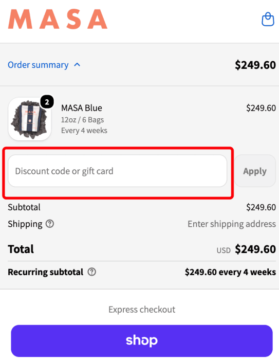 Where to enter MASA promo code How to use MASA promo code
