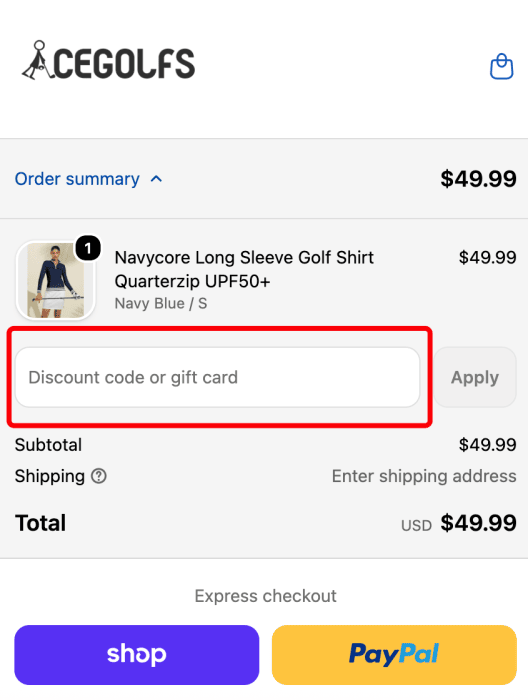How to use Acegolfs promo code