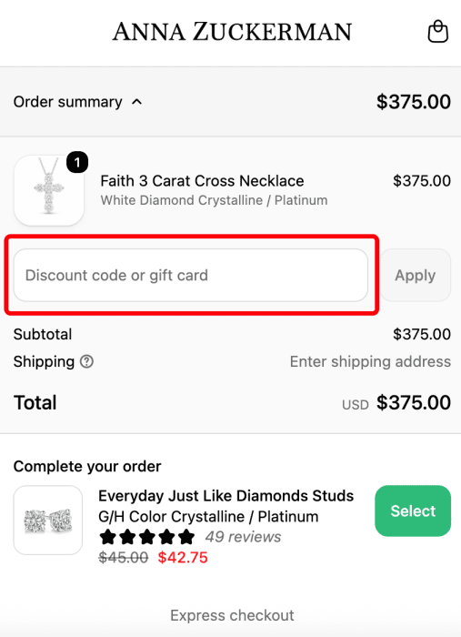Where to enter Anna Zuckerman promo code How to use Anna Zuckerman promo code