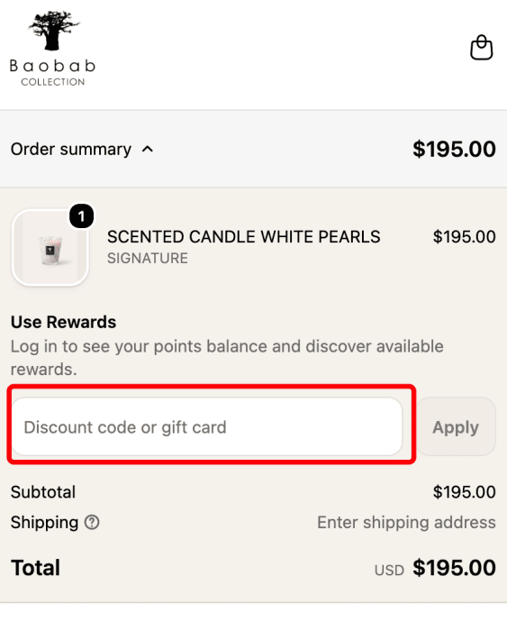 Where to enter Baobab Collection promo code How to use Baobab Collection promo code