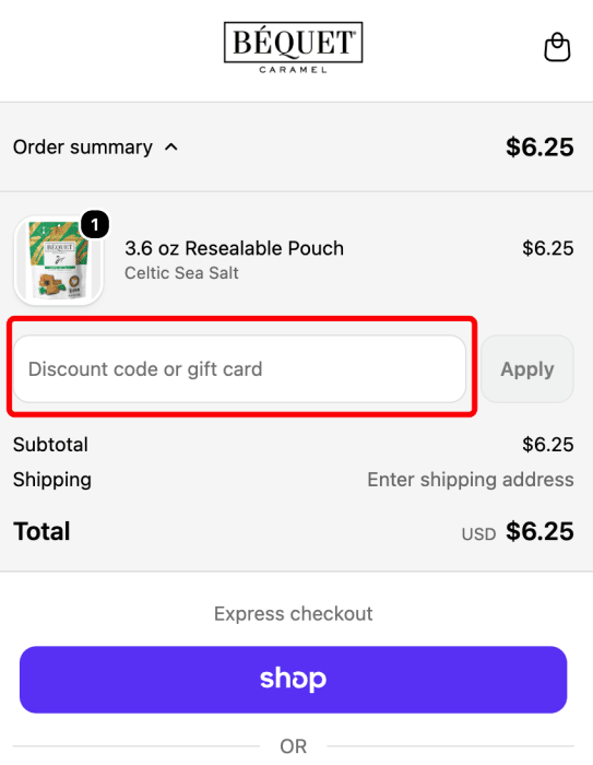 Where to enter Béquet Confections promo code How to use Béquet Confections promo code
