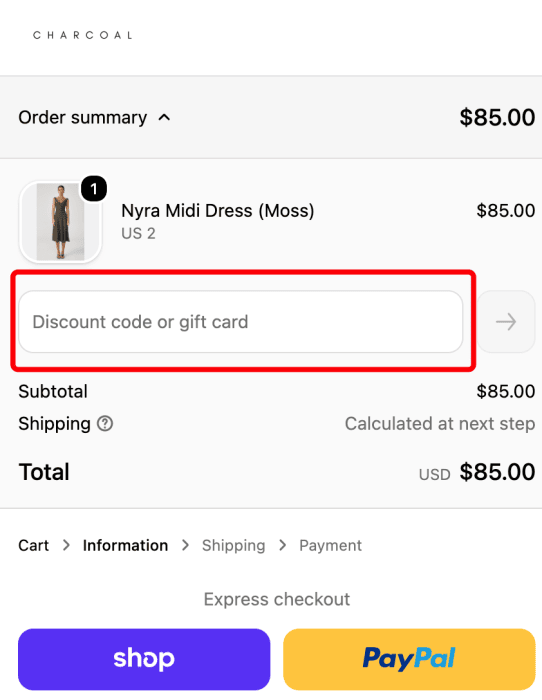 Where to enter CHARCOAL USA promo code How to use CHARCOAL USA promo code