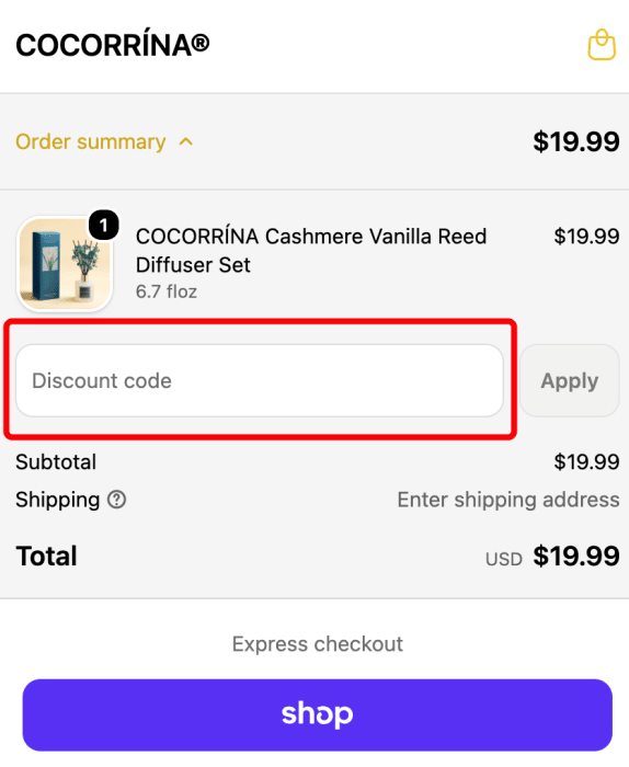 Where to enter COCORRÍNA promo code How to use COCORRÍNA promo code
