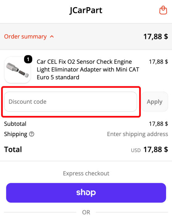 Where to enter JCarPart promo code How to use JCarPart promo code