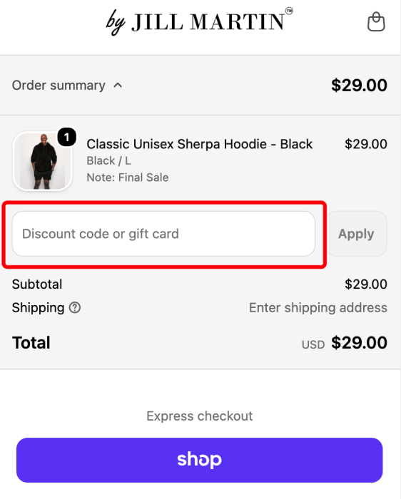 How to use Jill Martin promo code