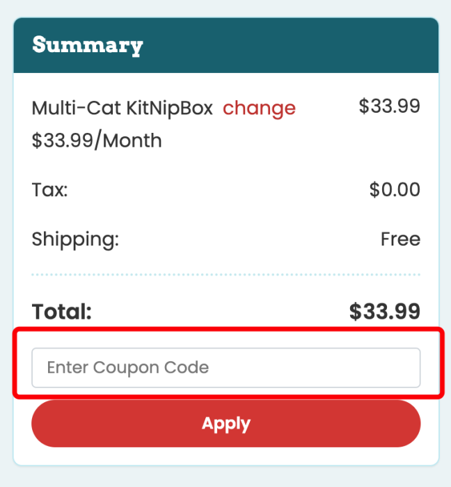 Where to enter KitNipBox promo code How to use KitNipBox promo code
