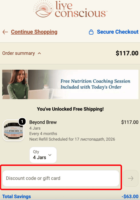 How to use Live Conscious promo code