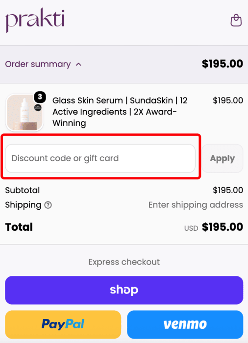 Where to enter Prakti Beauty promo code How to use Prakti Beauty promo code