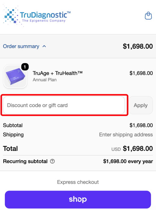 Where to enter TruDiagnostic promo code How to use TruDiagnostic promo code