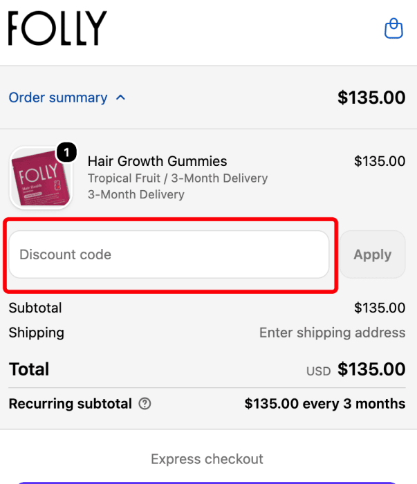 Where to enter Folly Nutrition promo code How to use Folly Nutrition promo code
