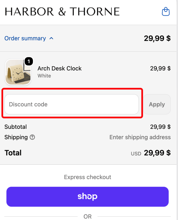 How to use Harbor & Thorne promo code