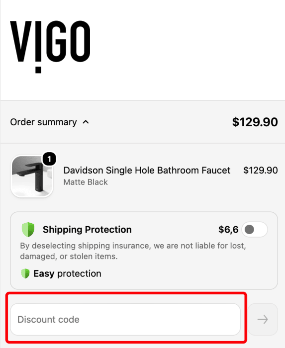 How to use VIGO Industries promo code