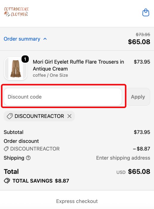 Where to enter Cottagecore Clothes promo code How to use Cottagecore Clothes promo code