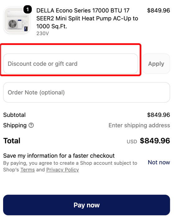 Where to enter Della Home promo code How to use Della Home promo code