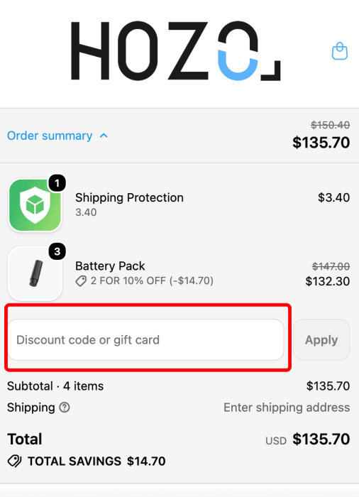 How to use HOZO promo code