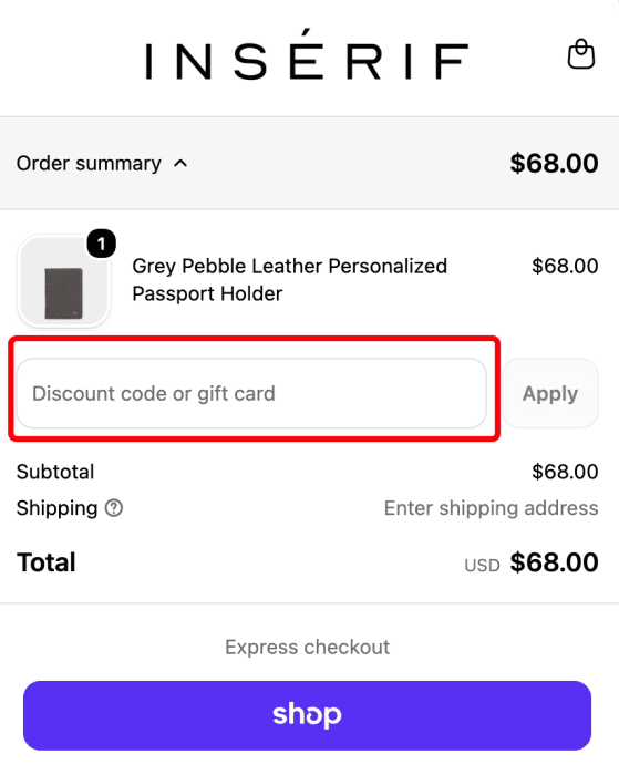 Where to enter INSÉRIF promo code How to use INSÉRIF promo code