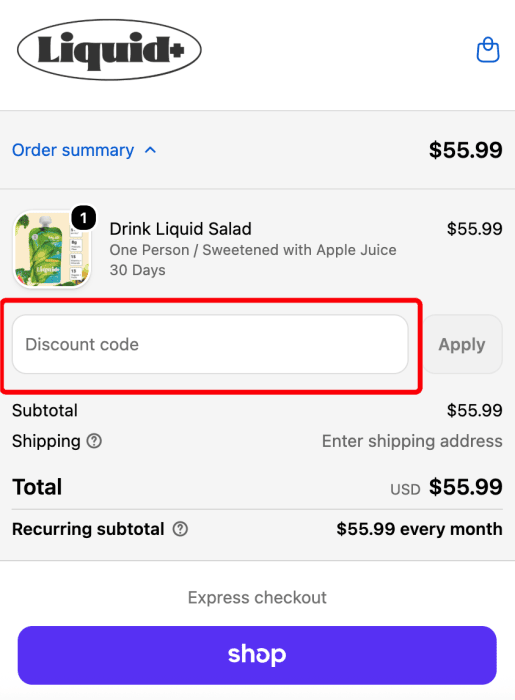 Where to enter Liquid+ promo code How to use Liquid+ promo code