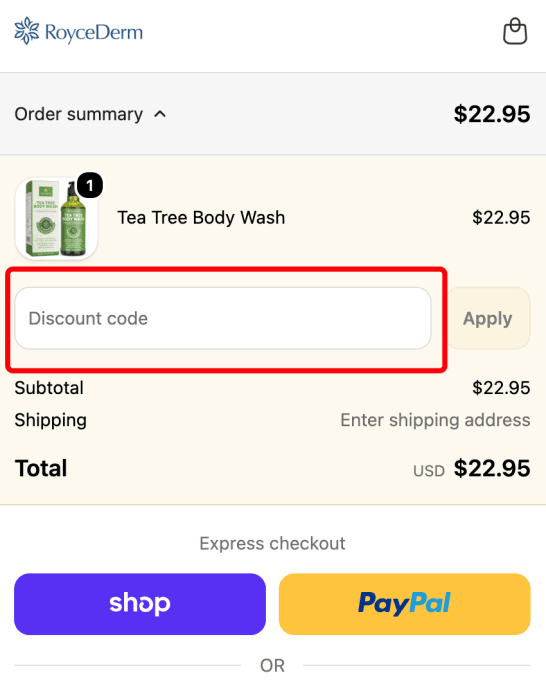 How to use Roycederm promo code