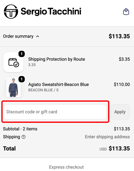 Where to enter Sergio Tacchini promo code How to use Sergio Tacchini promo code