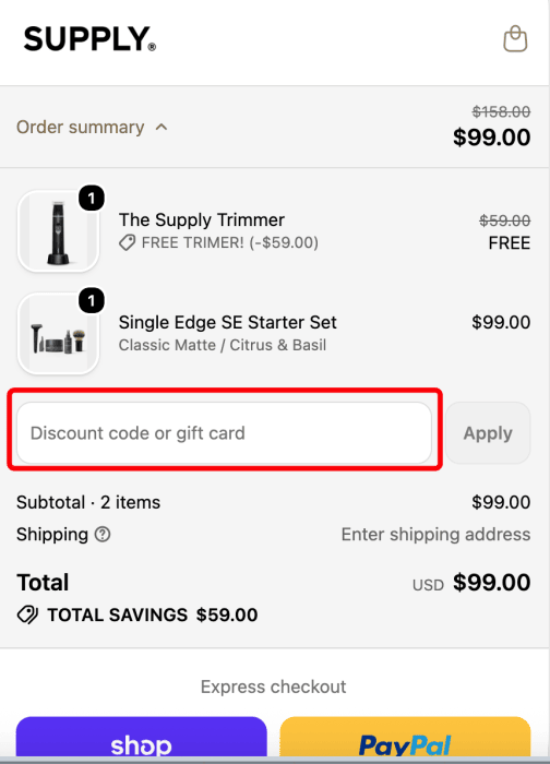 How to use Supply promo code