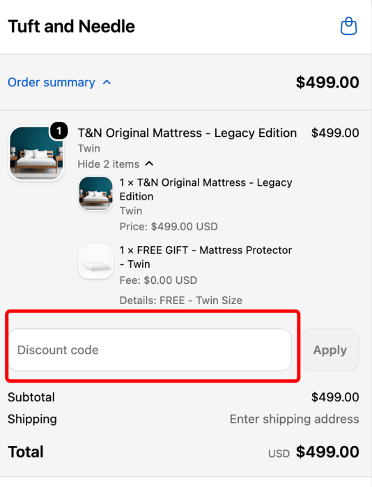 How to use Tuft & Needle promo code