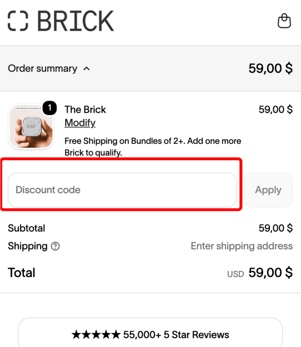 Where to enter Brick promo code How to use Brick promo code