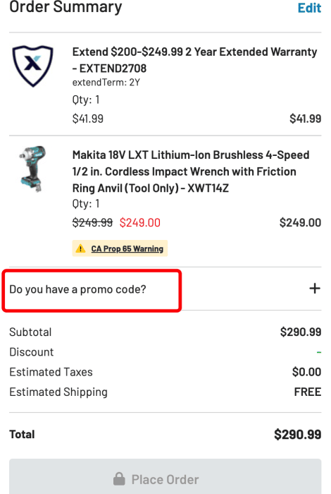 How to use CPO Power Tools promo code