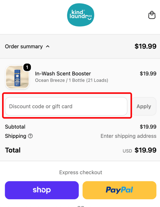 How to use Kind Laundry promo code