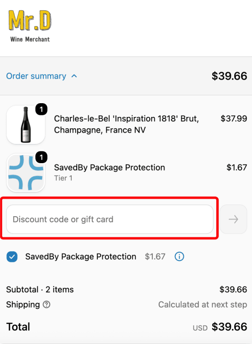 Where to enter Mr.D Wine Store promo code How to use Mr.D Wine Store promo code