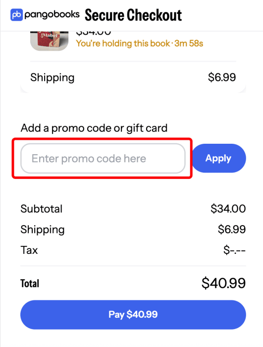 How to use Pangobooks promo code