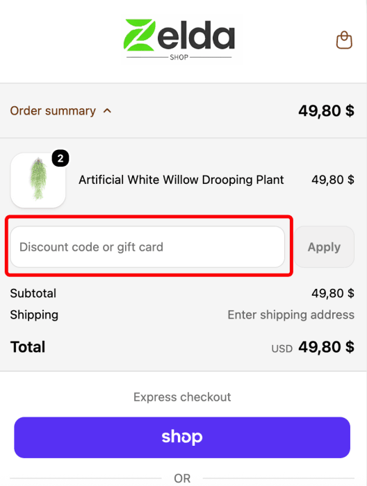 Where to enter Zelda Shop promo code How to use Zelda Shop promo code