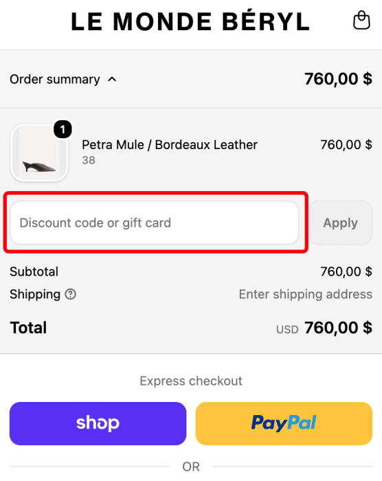How to use Le Monde Béryl promo code