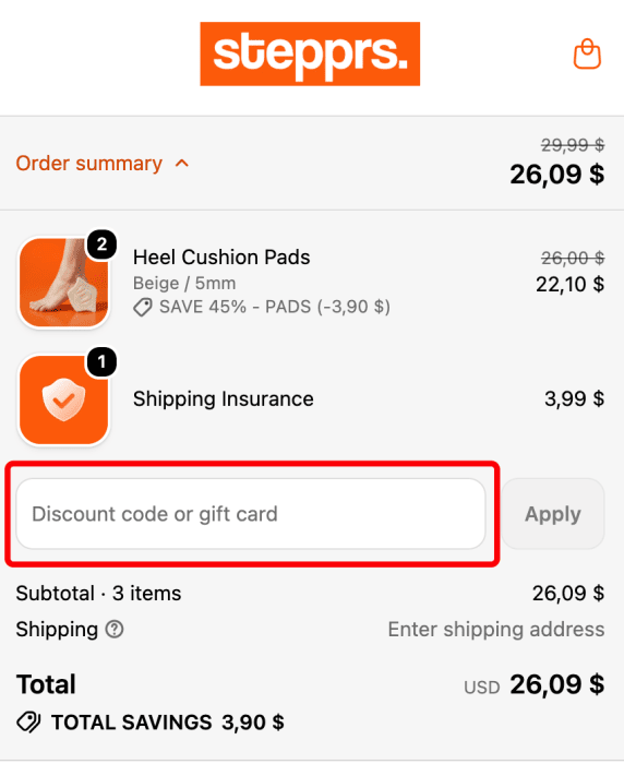 Where to enter Stepprs promo code How to use Stepprs promo code