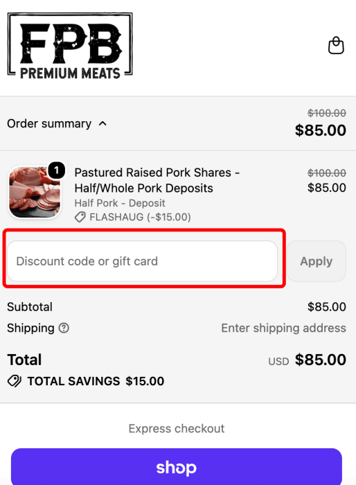 How to use Florida Premium Beef promo code