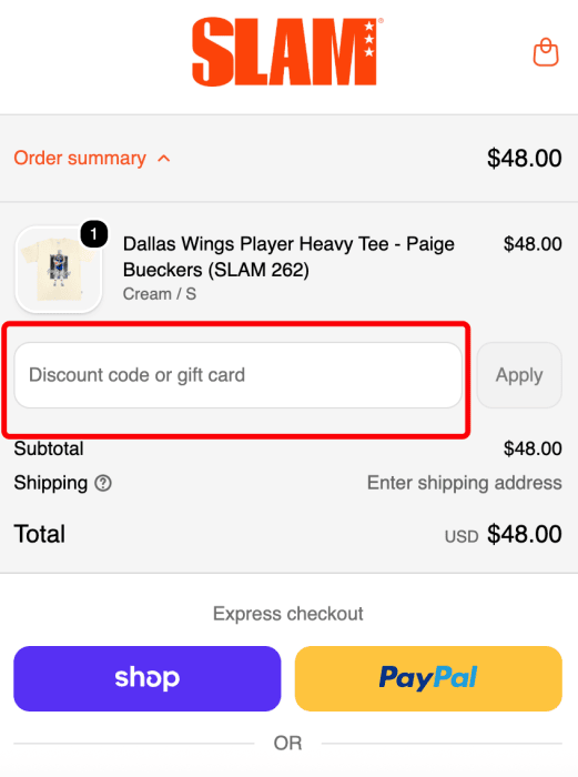 Where to enter SLAM Goods promo code How to use SLAM Goods promo code