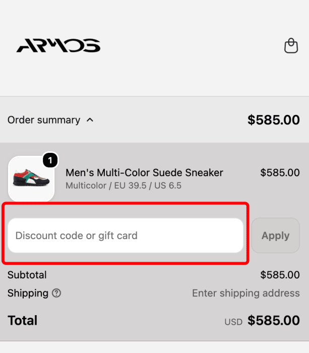 Where to enter ARMOS promo code How to use ARMOS promo code