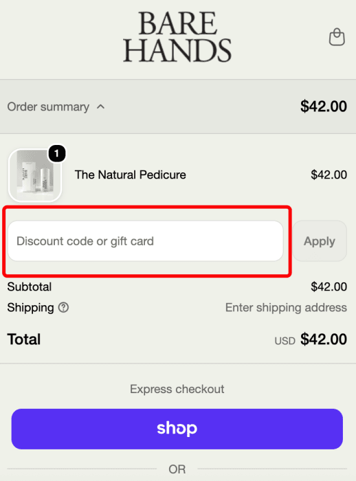 How to use Bare Hands promo code