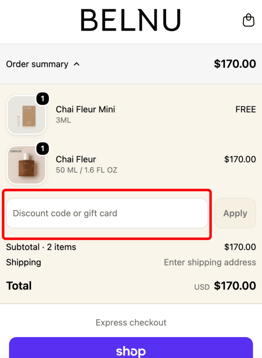 Where to enter BELNU promo code How to use BELNU promo code