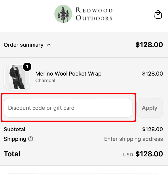 Where to enter Redwood Outdoors promo code How to use Redwood Outdoors promo code