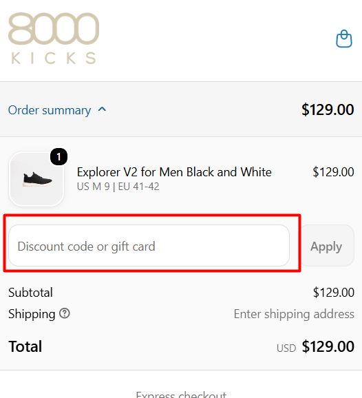 Where to enter 8000Kicks promo code How to use 8000Kicks promo code