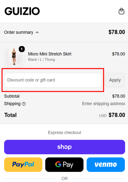 Where to enter Guizio promo code How to use Guizio promo code