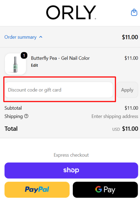 Where to enter ORLY promo code How to use ORLY promo code