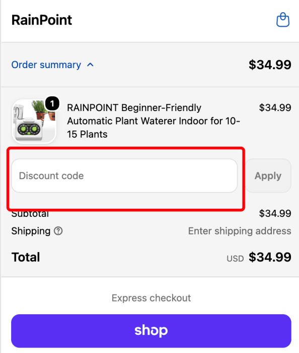 How to use RainPoint promo code