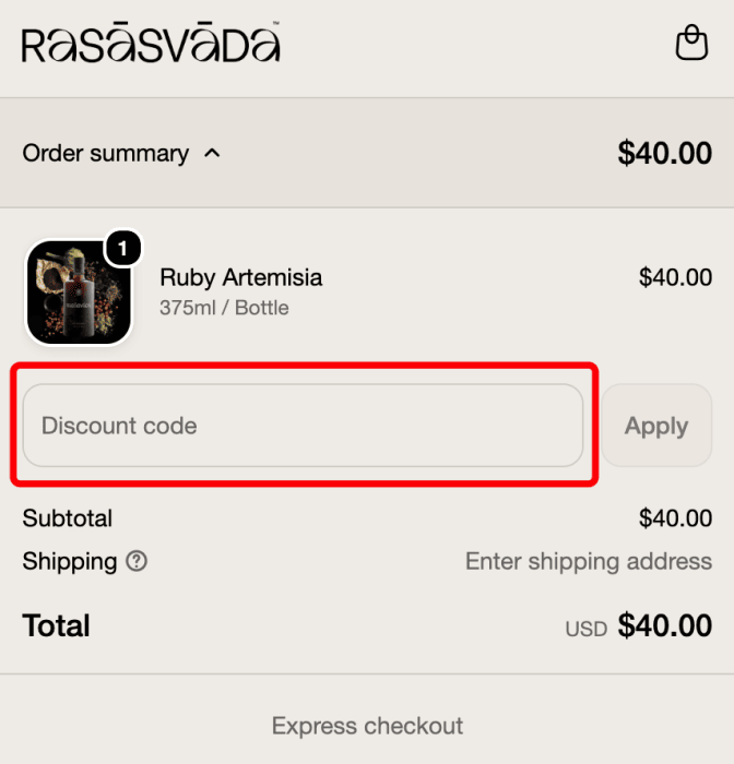 How to use Rasāsvāda promo code