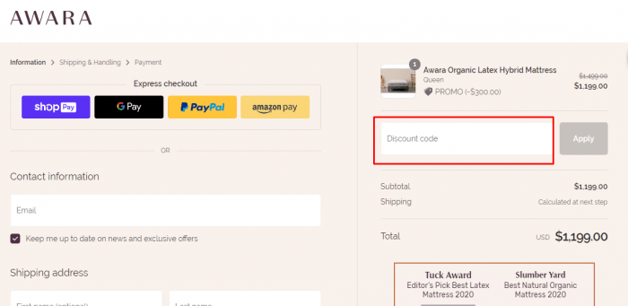Where to enter Awara Sleep promo code How to use Awara Sleep promo code