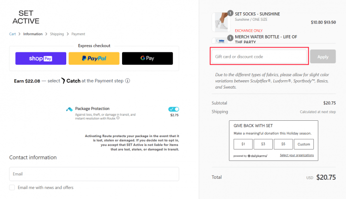Where to enter SET ACTIVE promo code How to use SET ACTIVE promo code