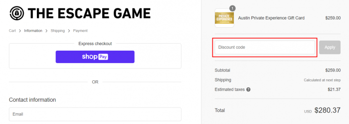 Where to enter The Escape Game promo code How to use The Escape Game promo code